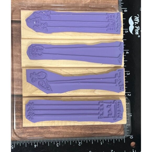 2005 STAMPIN' UP! ALONG THE SAME LINES Wood Mounted Rubber Stamp set of 4 STORK - Picture 2 of 2